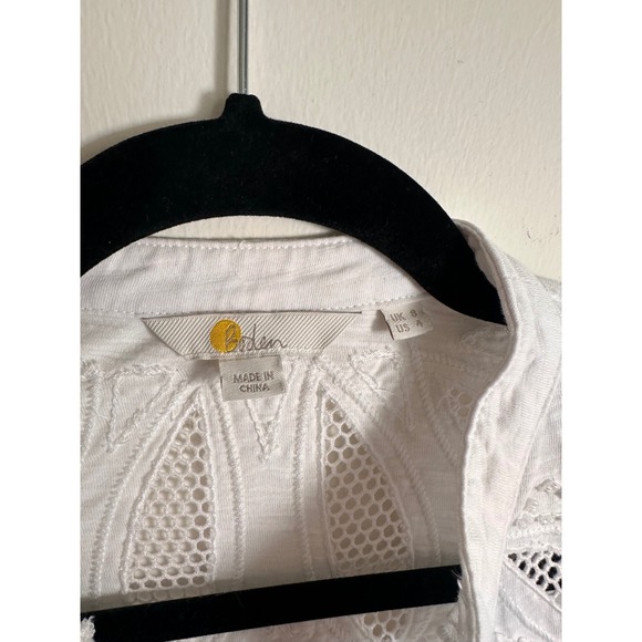 Boden White Cotton Eyelet Collar Blouse - Picture 2 of 4